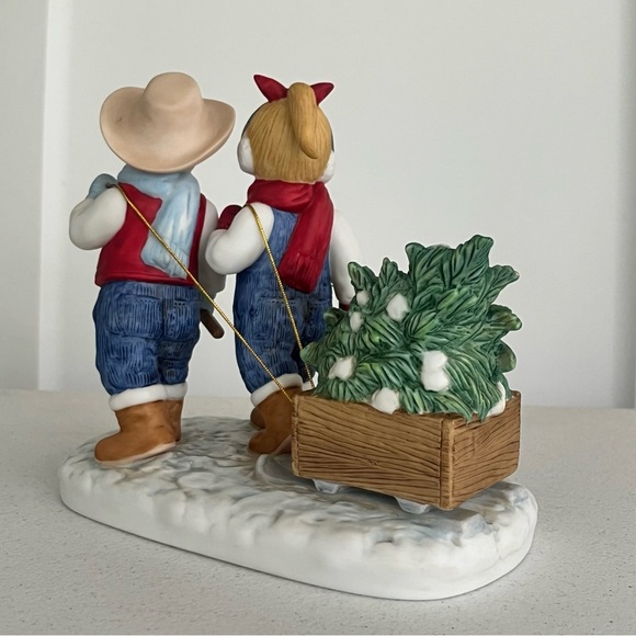 vtg home interiors denim days bringing home the tree 15354-01 christmas figurine - Picture 6 of 7
